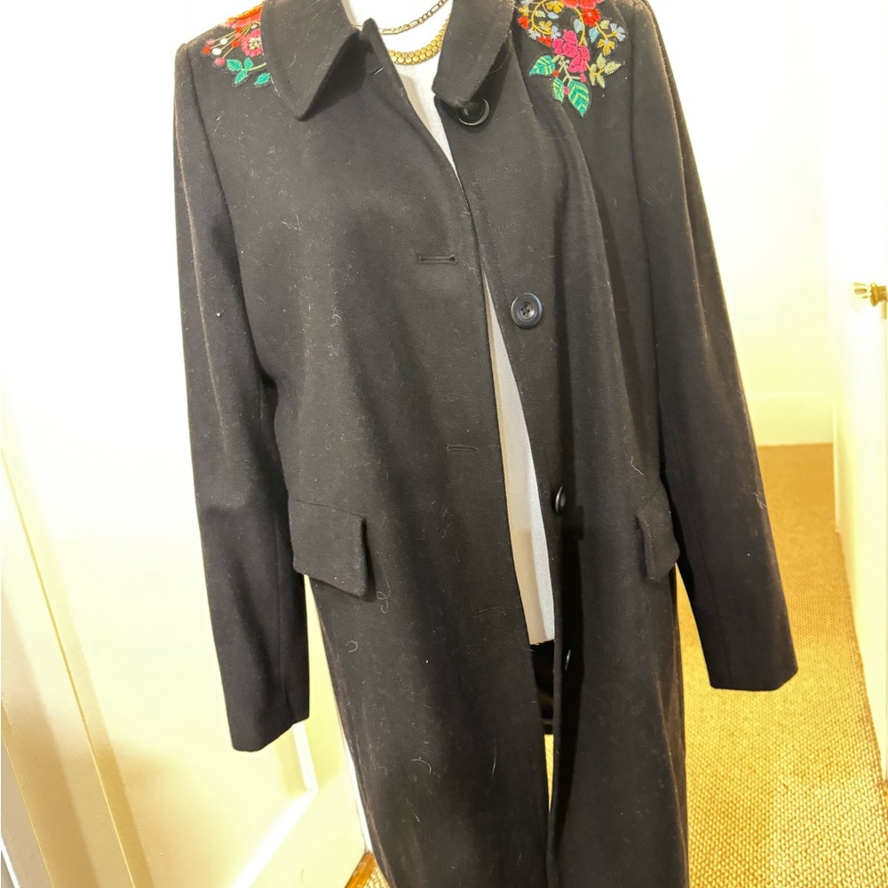 Loft Embroidered Black Women's Coat - Picture 1 of 6
